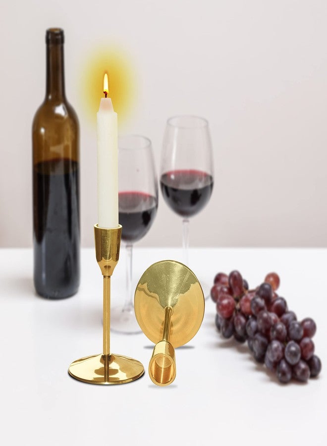 Pure Source India Heavy Weight Brass Tapper Candle Stand | Candle Holder, 4.5 inch, Gold - Image 5